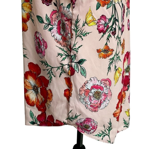 Express Pink Floral Lace Shoulder V-Neck Blouse Size Large - Picture 8 of 12